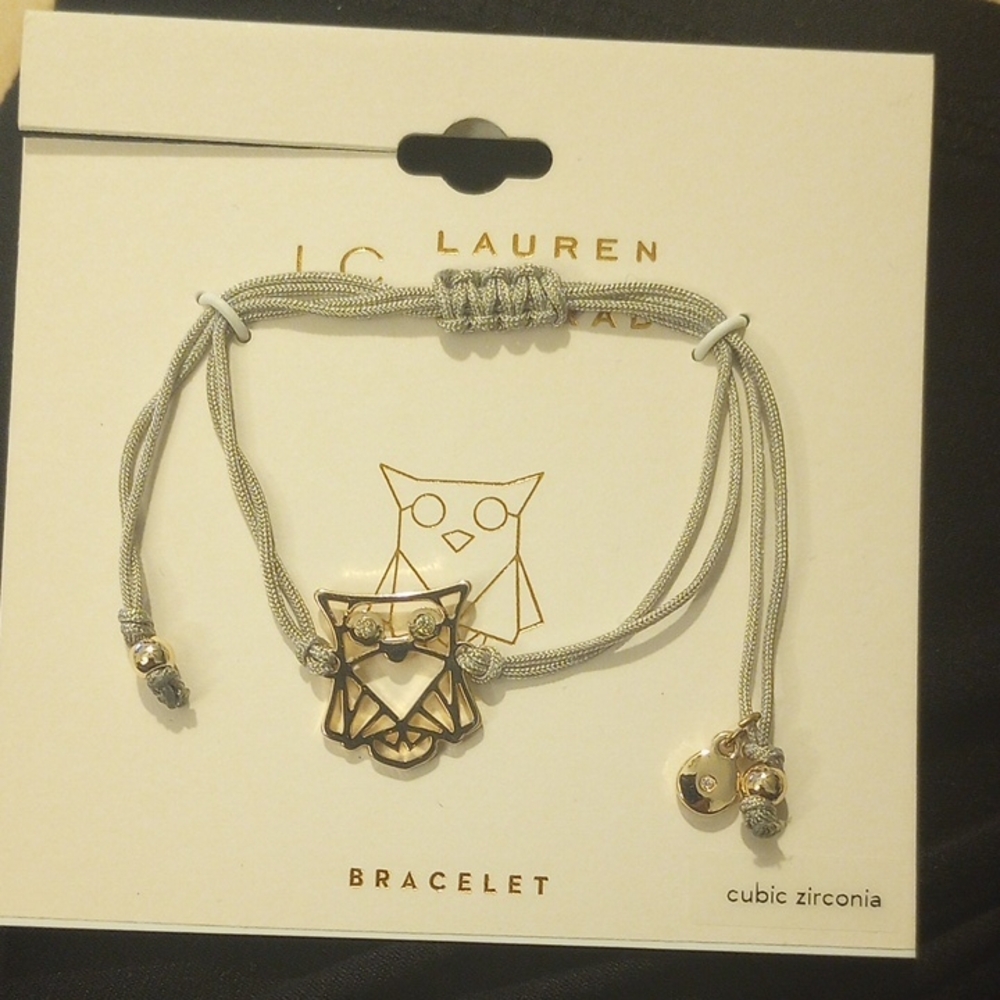LC Lauren Conrad Gold and Silver Owl Bracelet, Cubic Zirconia, NWT
